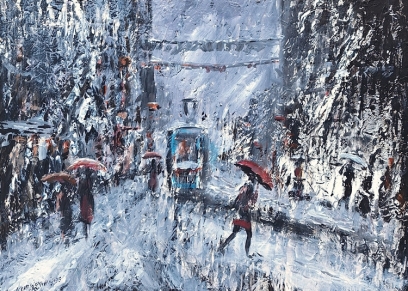 Ilica - Winter 2312, Komljenović Milan, oil on canvas