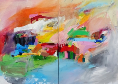 Inner landscape 24 - Diptych, Ajdinović Ranko, acrylic on canvas