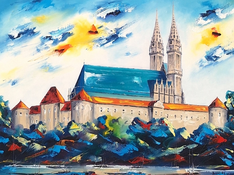 Zagreb - Cathedral from Ribnjak 2514