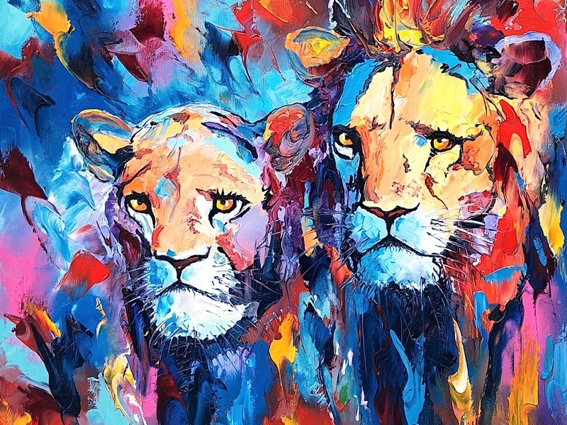 Lion and lioness 2519