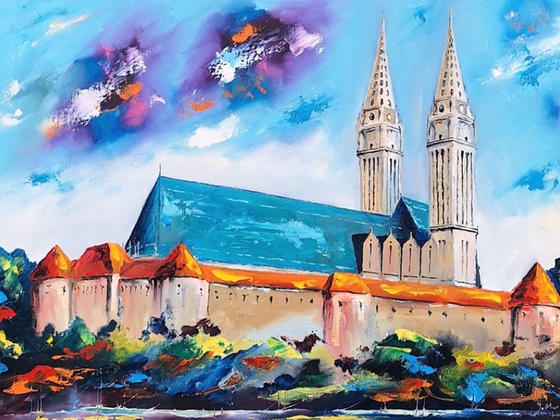 Zagreb - Cathedral from Ribnjak 2533