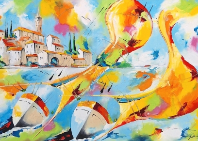 Sails 2563, Bakter Ante, oil on canvas