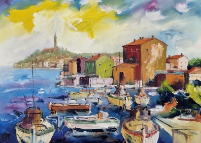 Rovinj - Lučica 2697N, Bakter Ante, ulje na platnu
