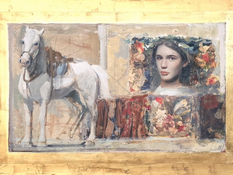 Woman with white horse N 15