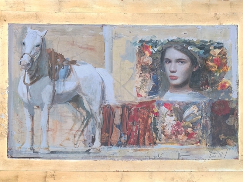 Woman with white horse N 15