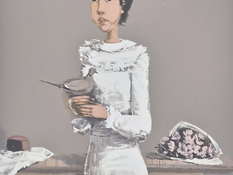 Girl with pigeon LU