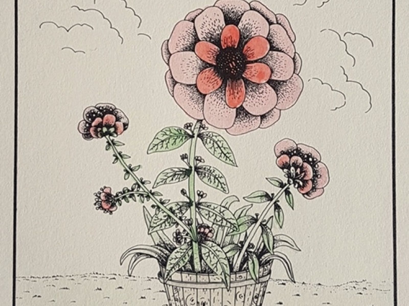 Red flowers in a vase BO