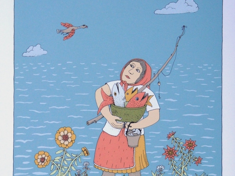 Žena nosi ribu