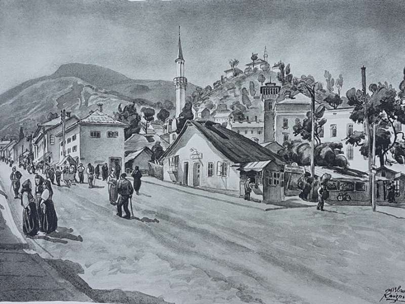 Sarajevo - Pred državnom tvornicom ćilima (bez okvira)