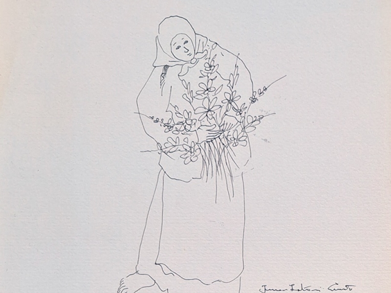 Woman with flowers T