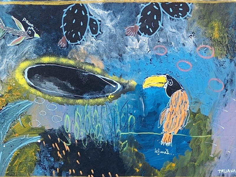 Duck-bill and peacock