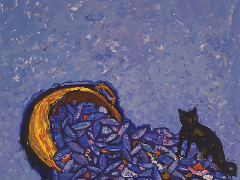Cat and sardines