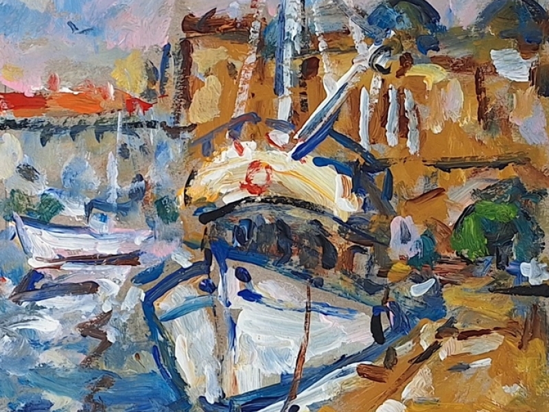 Trawler on a dock 2507