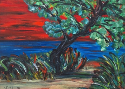 Sunset on Hvar 2010., Šibl Duško, akril na platnu