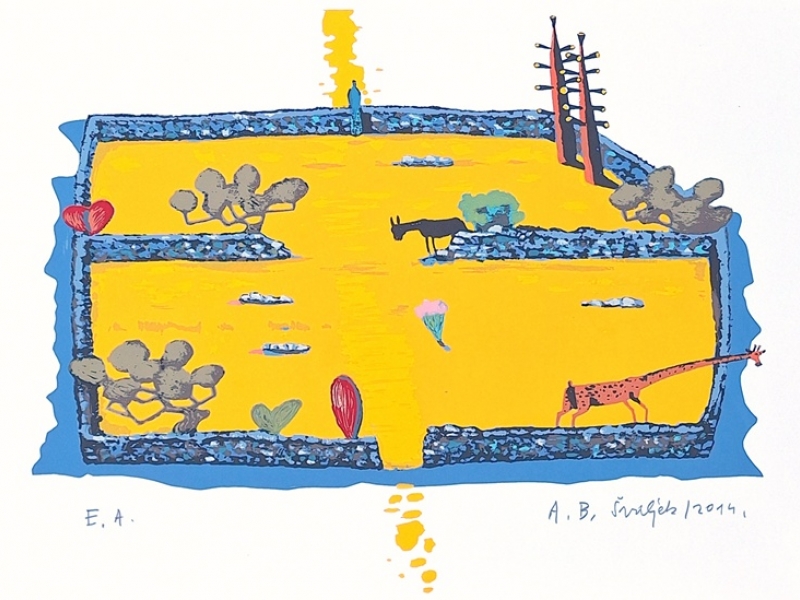 Donkey, giraffe and peacock